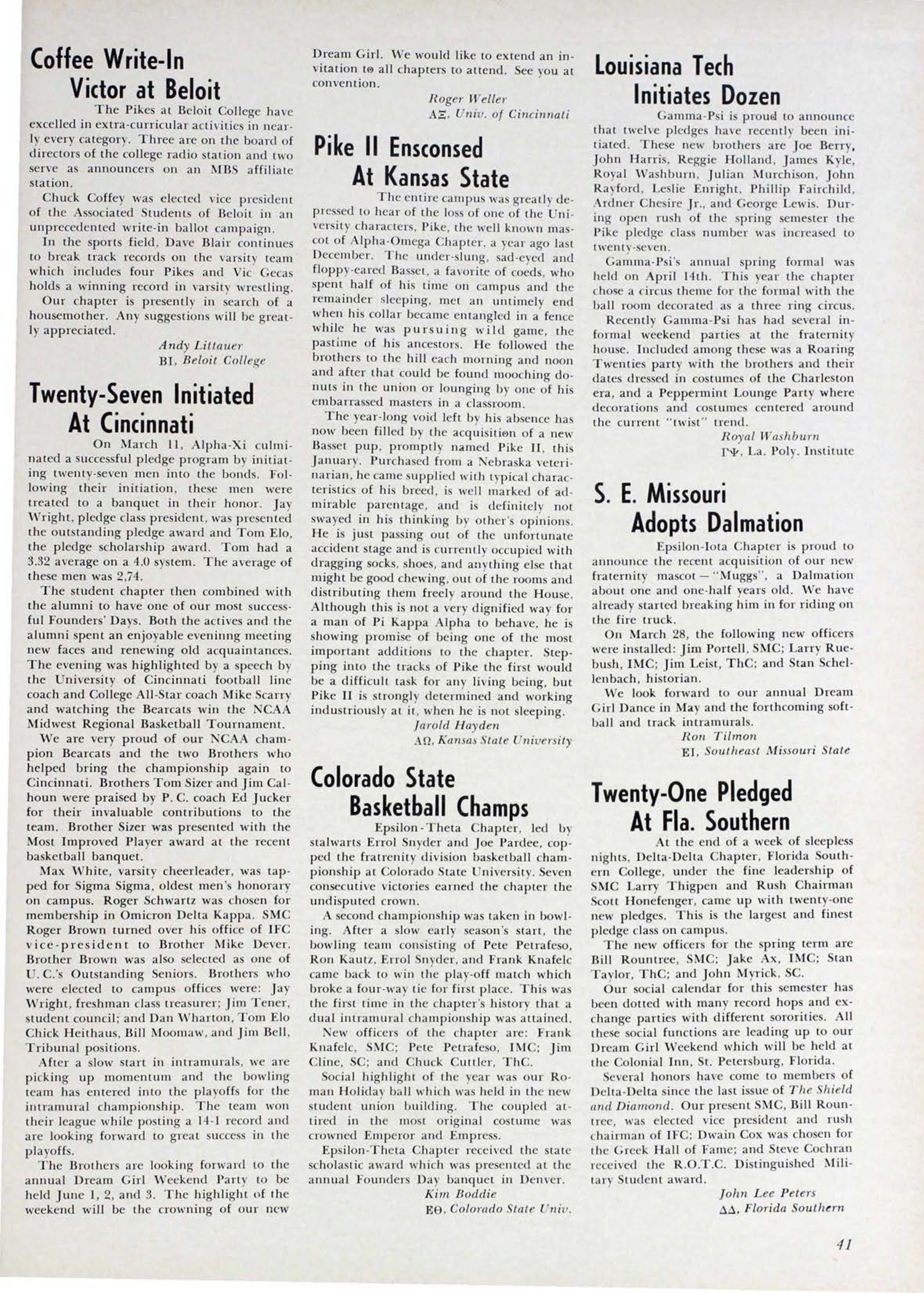 Coffee Write-In Victor At Beloit